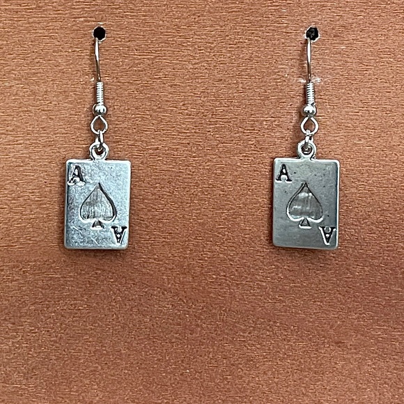Red Saguaro Trading Post Jewelry - Ace of Spades Playing Card Drop Earrings